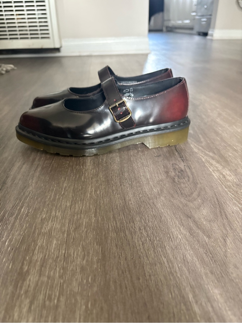 Dr. Martens Women's Burgundy Mary Jane Platform Loafers - Picture 5 of 5